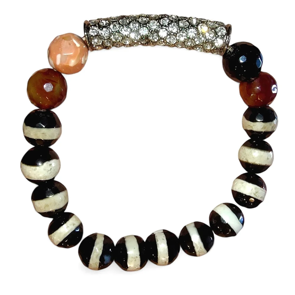 Tibetan Black & White Zebra Agate Stones - Set Of 4 Bracelets - Picture 5 of 12
